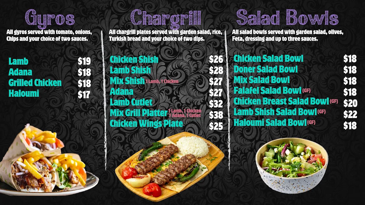 Menu, A LA TURK