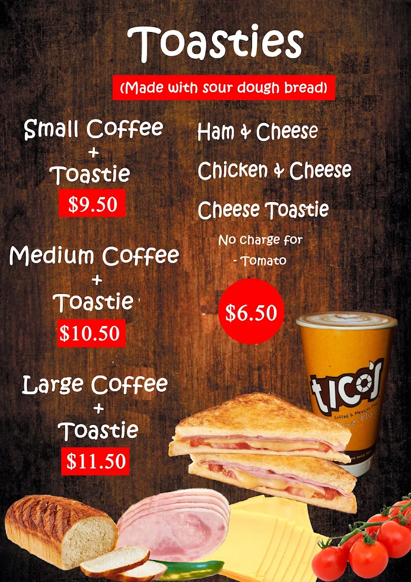 Menu, Tico’s Drive Thru