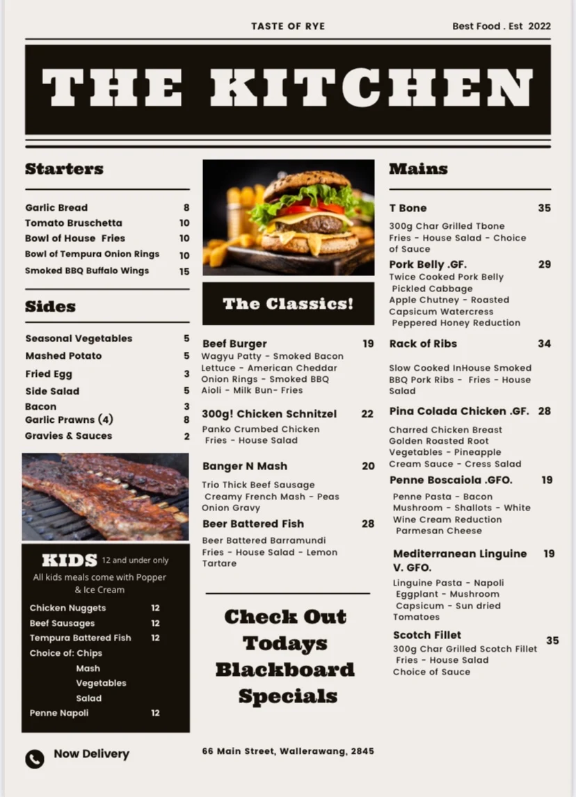 Menu, The kitchen