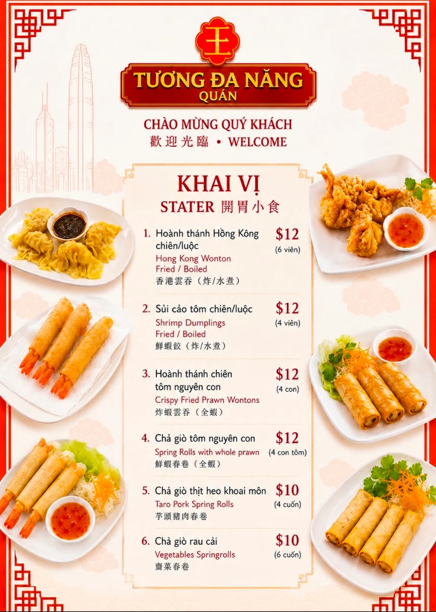 Menu, Tuong Da Nang Quan