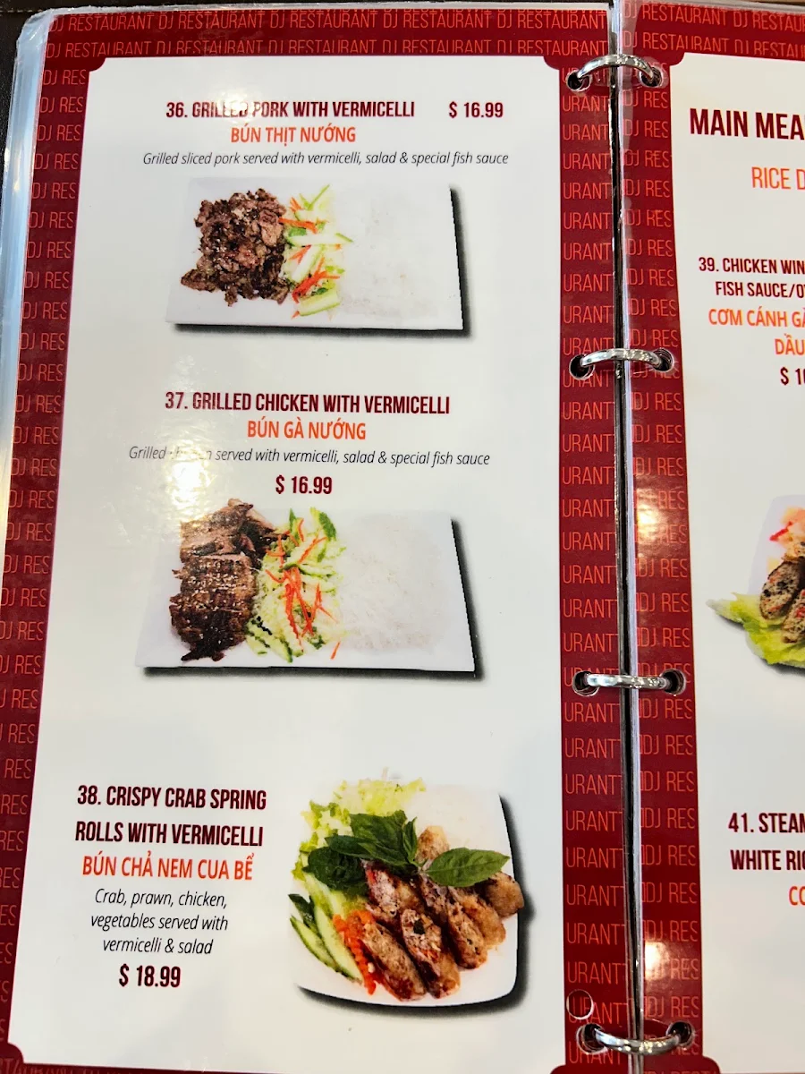 Menu, DJ Vietnamese Pho