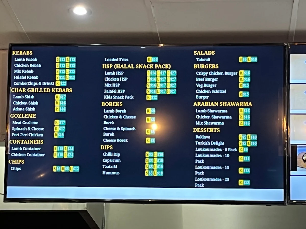 Menu, Double Degree Kebabs