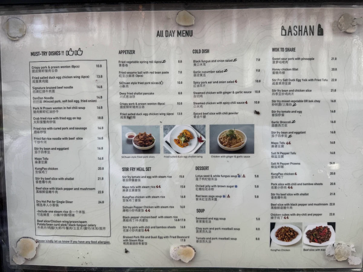 Menu, Ba Shan