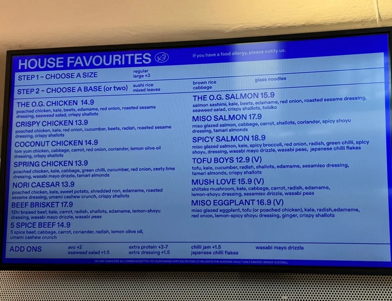 Menu, FISHBOWL - Flinders Lane