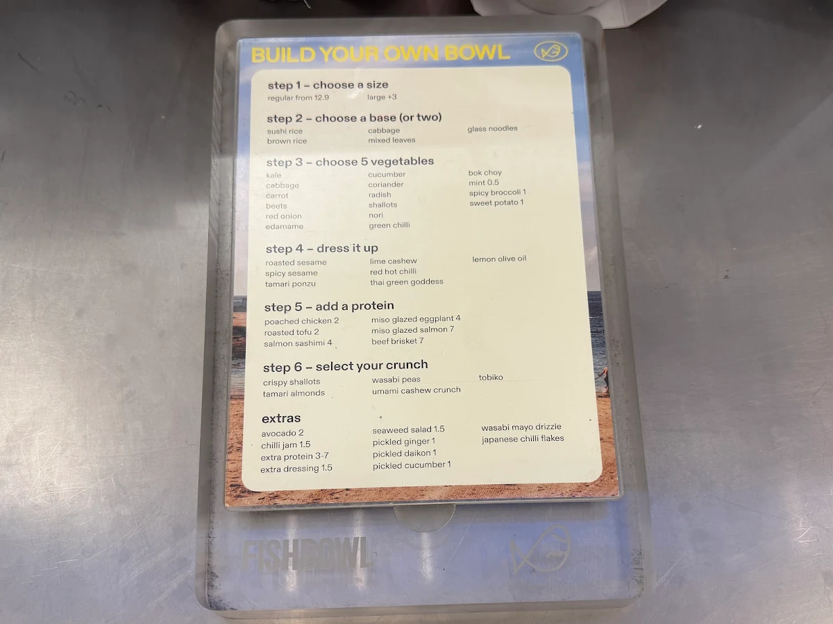Menu, FISHBOWL - Flinders Lane