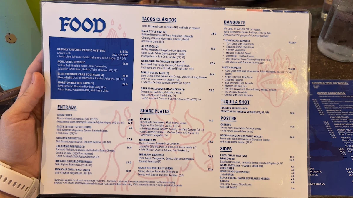 Menu, MexiCali Bar Y Taqueria - Nobby Beach
