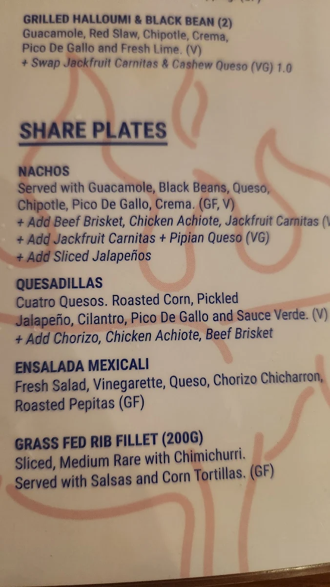 Menu, MexiCali Bar Y Taqueria - Nobby Beach