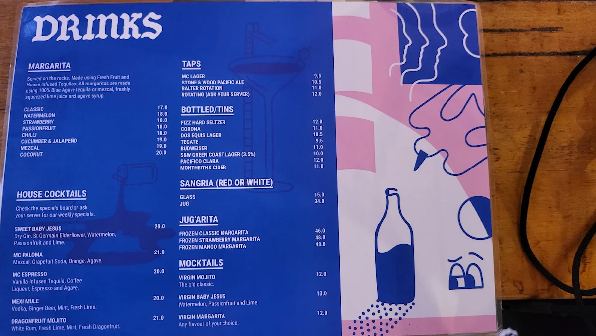 Menu, MexiCali Bar Y Taqueria - Nobby Beach
