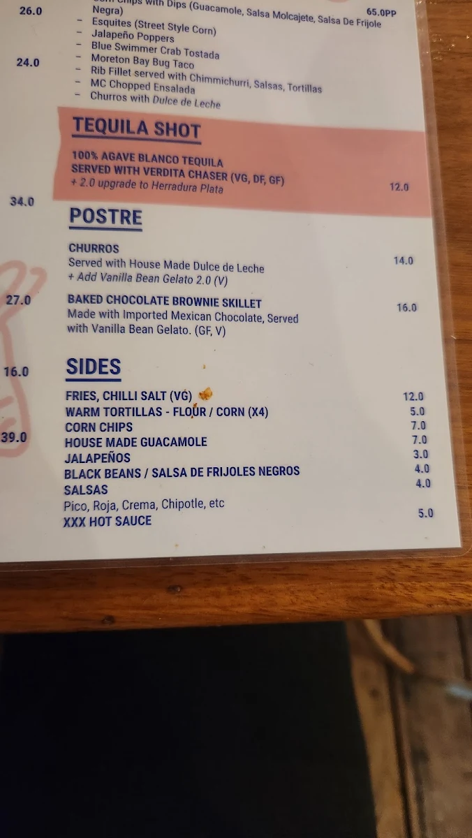 Menu, MexiCali Bar Y Taqueria - Nobby Beach
