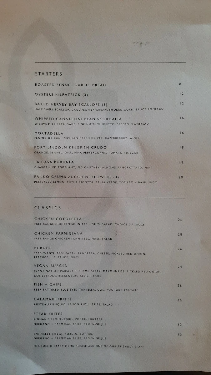 Menu, The Lion Hotel