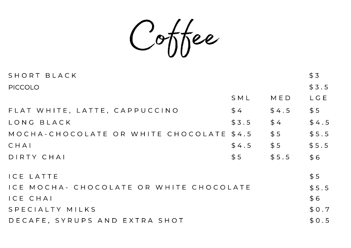Menu, ZACS CARVERY CAFE BOWEN HILLS
