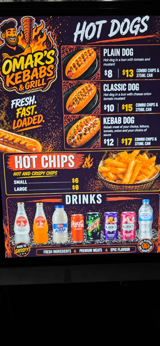 Menu, Omars Kebabs & Grill