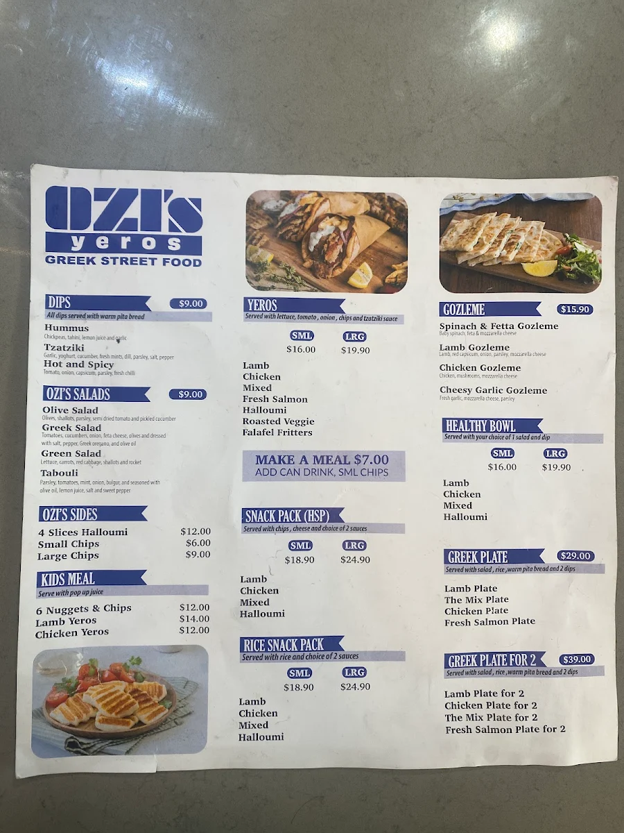Menu, Ozi’s Yeros Greek Street Food