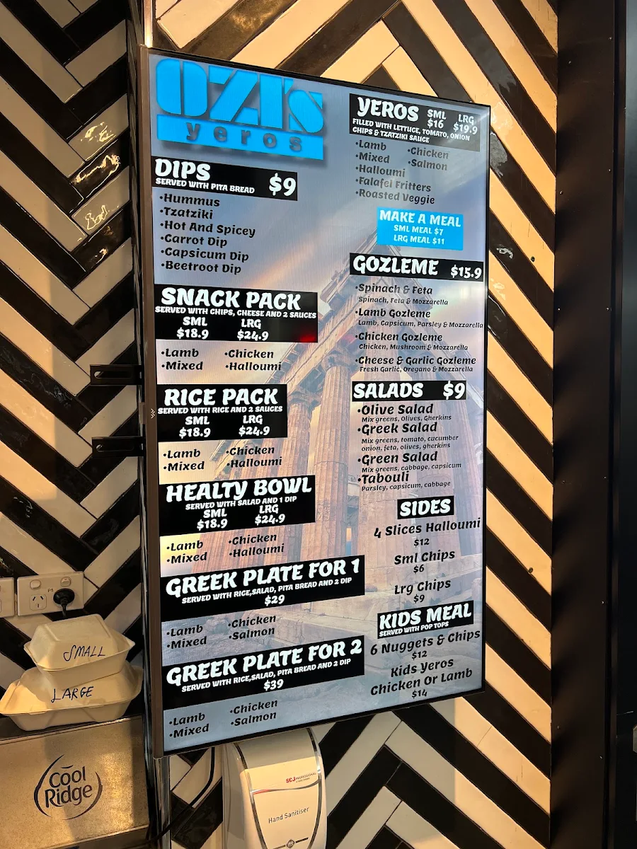 Menu, Ozi’s Yeros Greek Street Food
