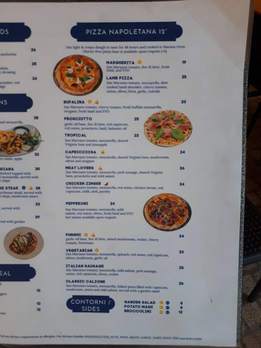 Menu, Cucina Plenty Valley