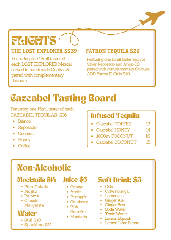Menu, NUDE AMIGOS BROADBEACH