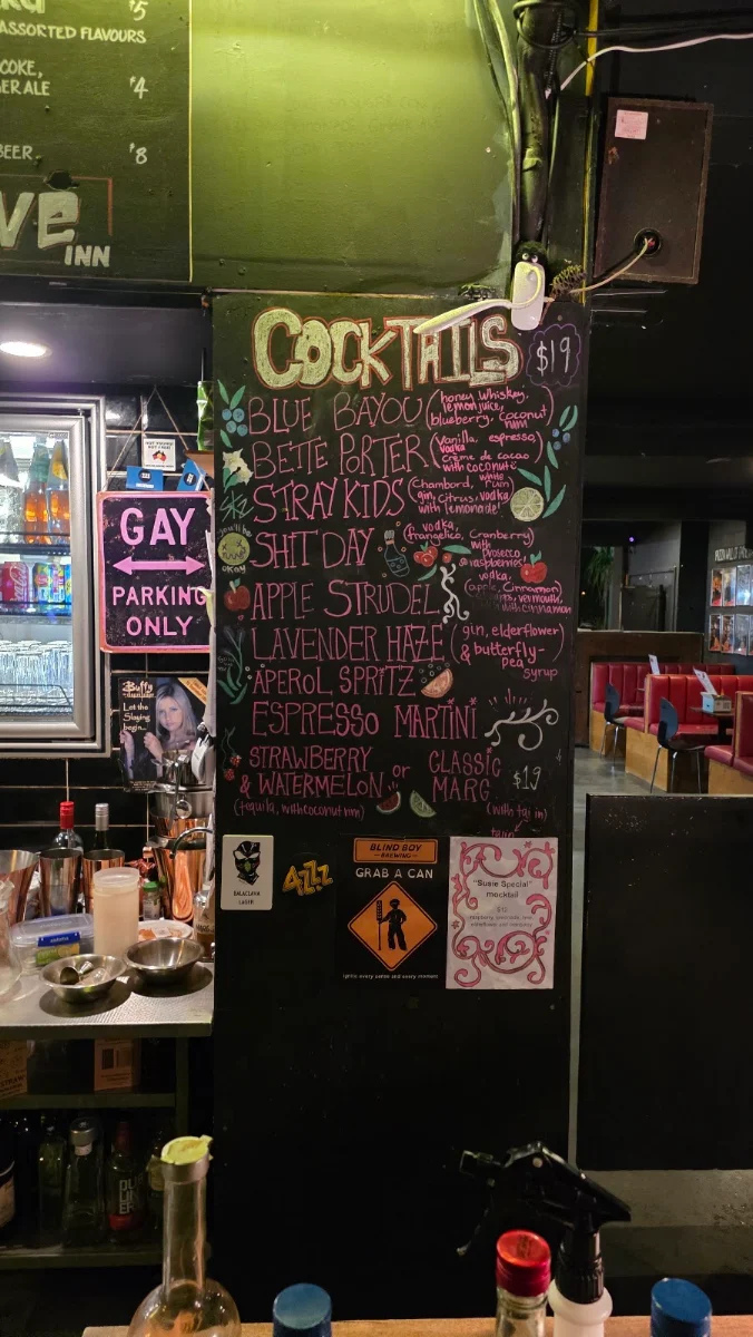 Menu, The Cave Inn