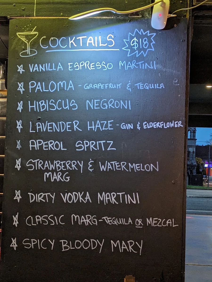 Menu, The Cave Inn