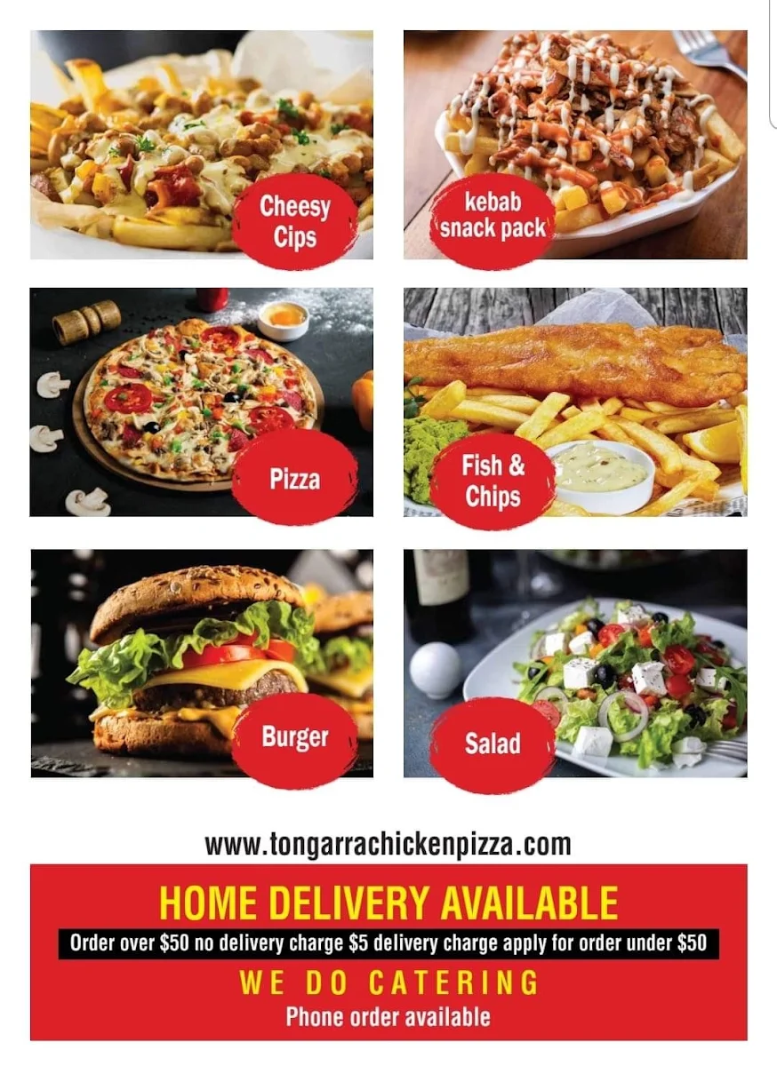 Menu, Tongarra Chicken Kebab and Pizza Shop