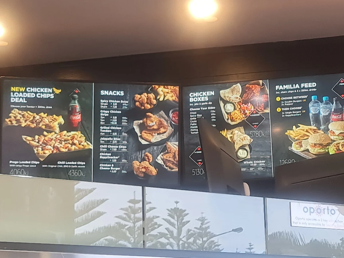 Menu, Oporto Coogee