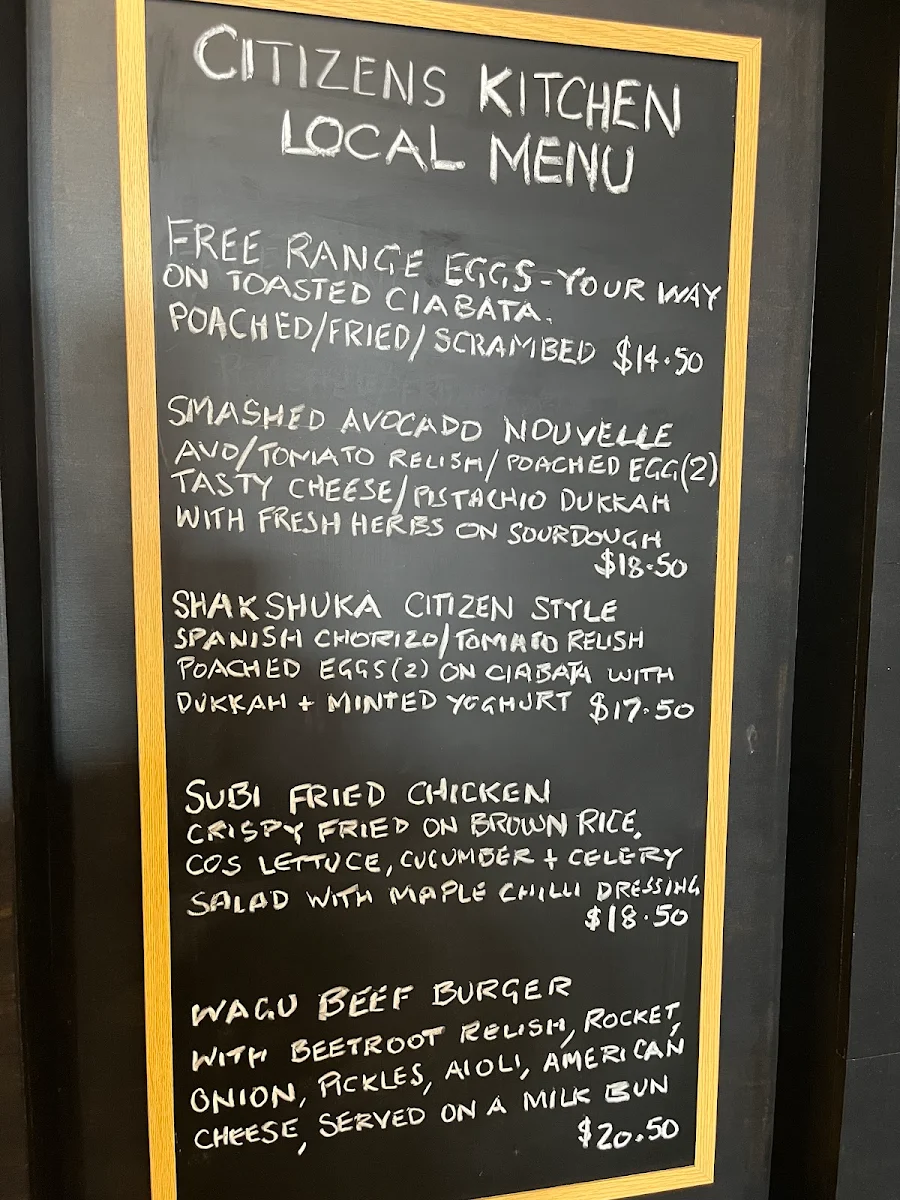 Menu, Citizens of Brew Ha