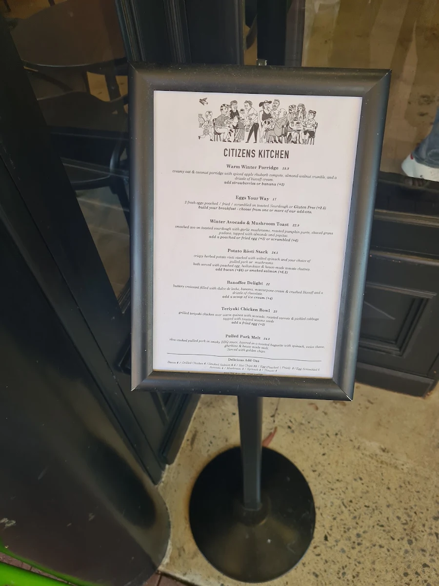 Menu, Citizens of Brew Ha