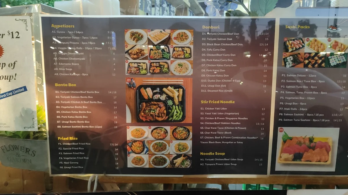 Menu, Blackburn Asian Cuisine
