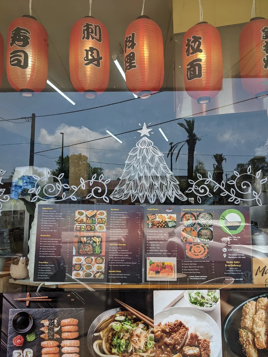 Menu, Blackburn Asian Cuisine