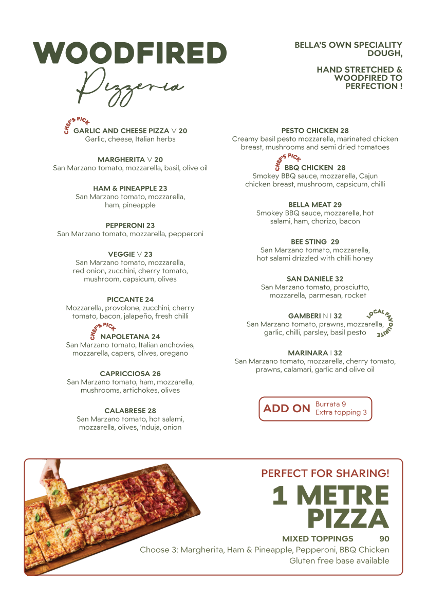 Menu, Bella Vista Hotel