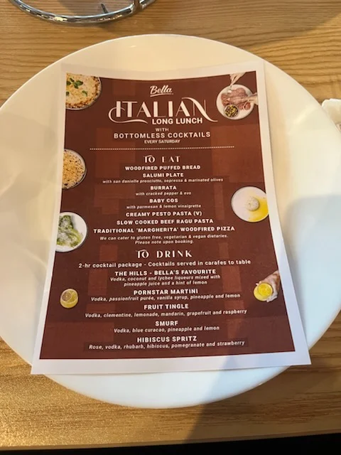 Menu, Bella Vista Hotel