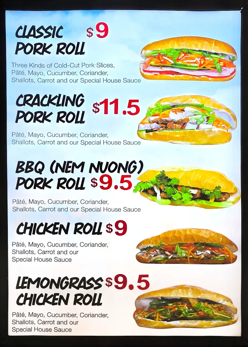 Menu, Crown Tea + Banh Mi