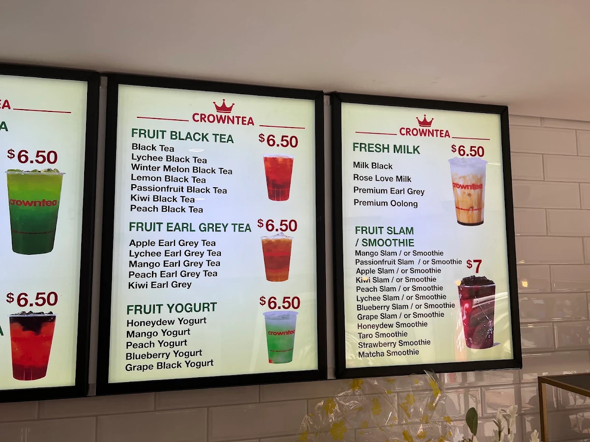 Menu, Crown Tea + Banh Mi