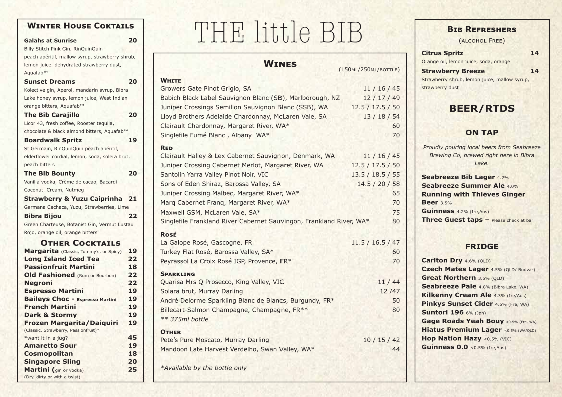 Menu, The Little Bib
