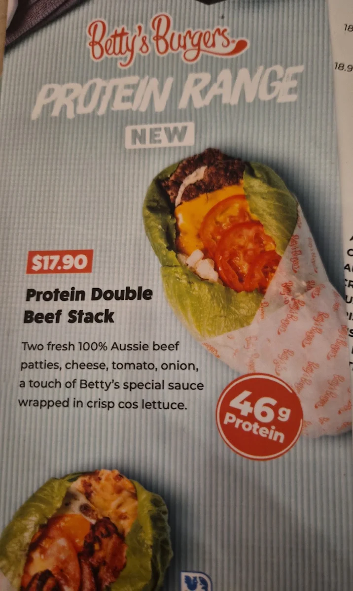 Menu, Betty's Burgers