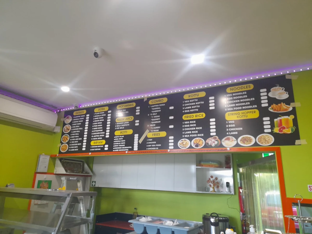 Menu, Yaarl restaurant