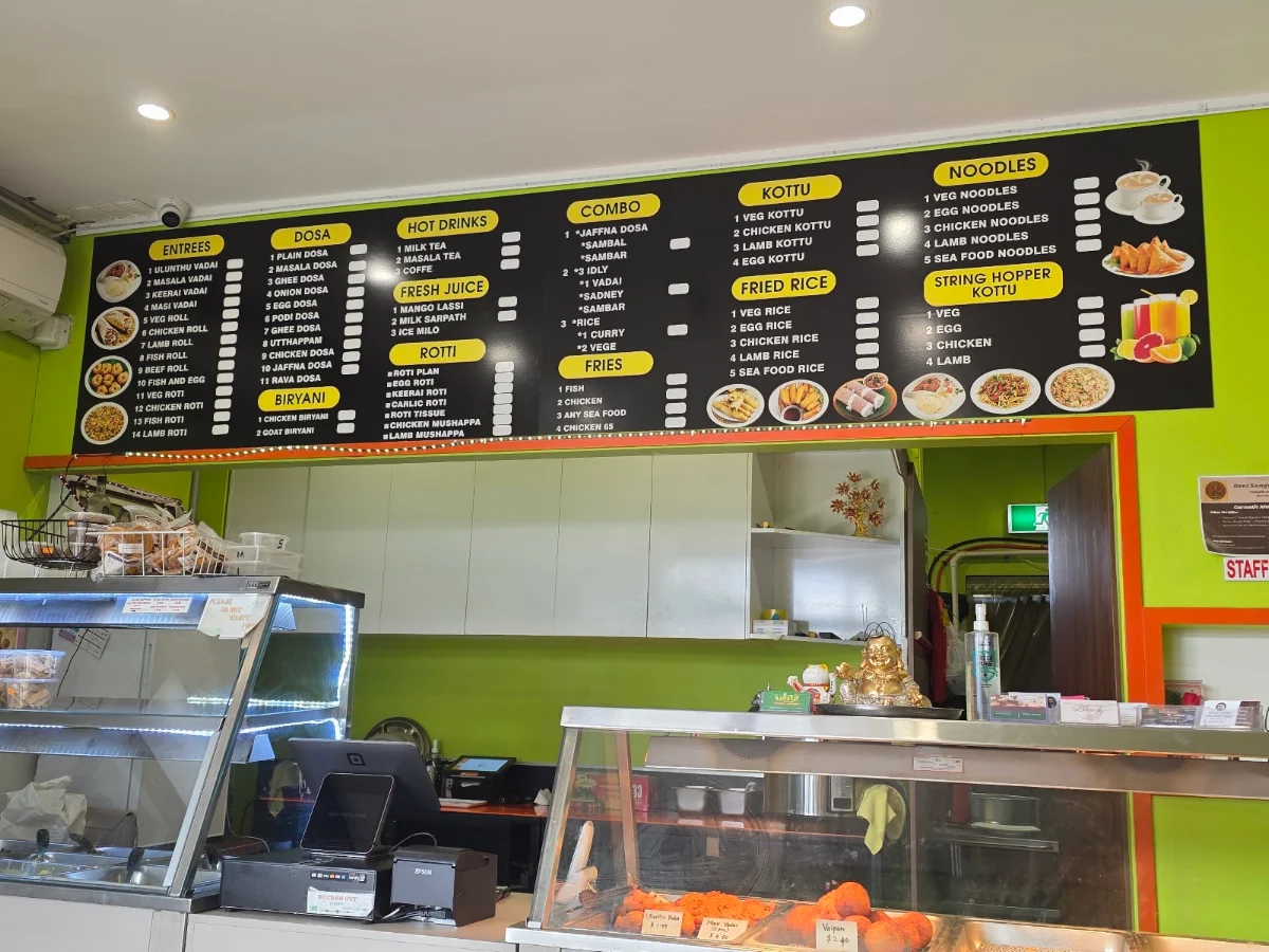 Menu, Yaarl restaurant