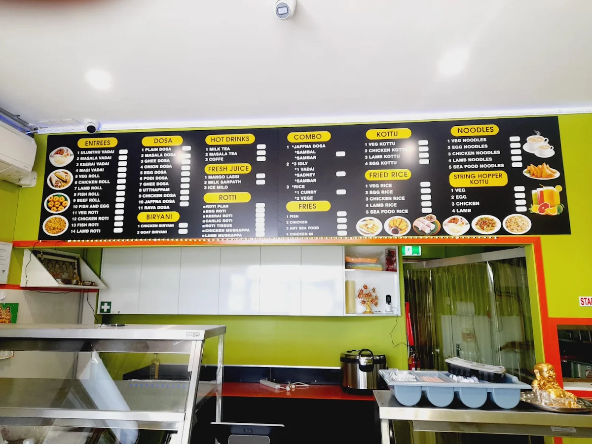 Menu, Yaarl restaurant