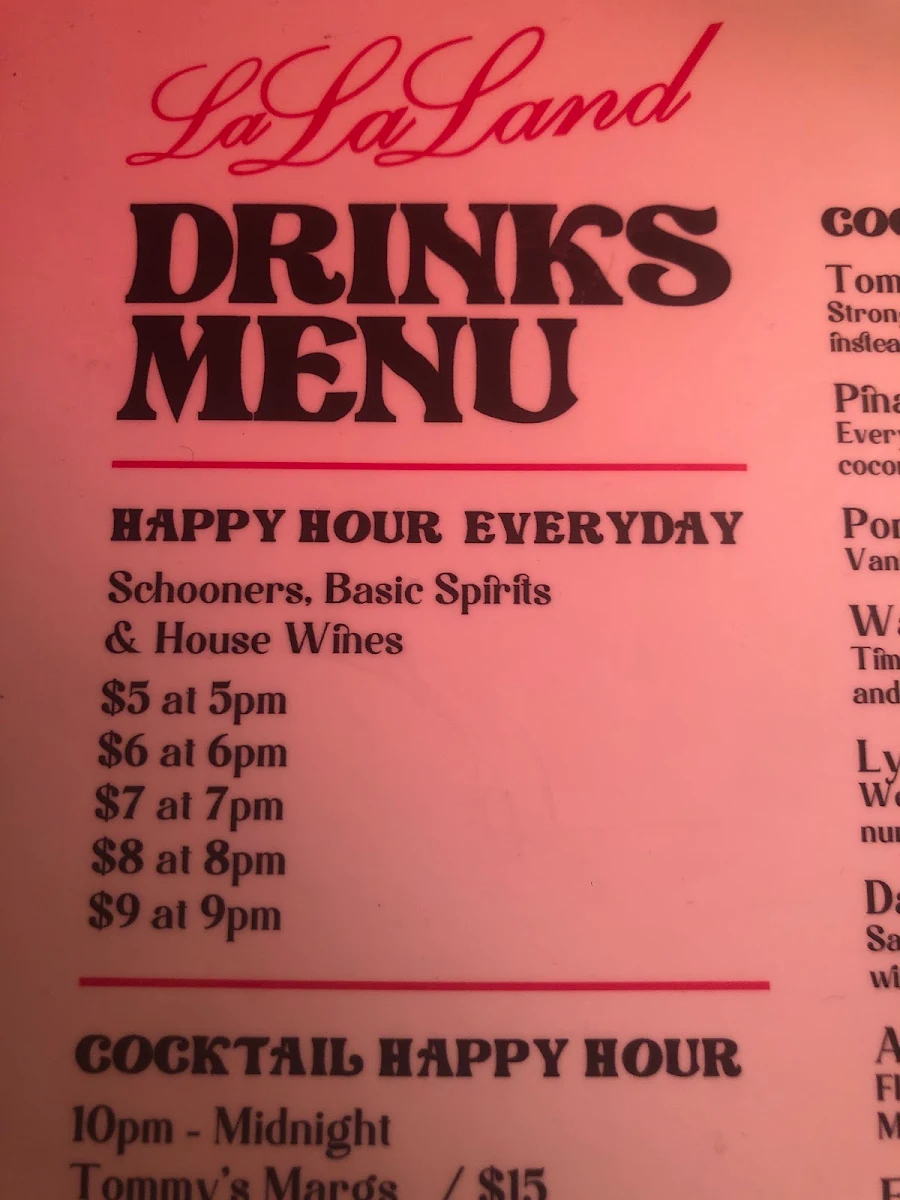 Menu, La La Land Windsor