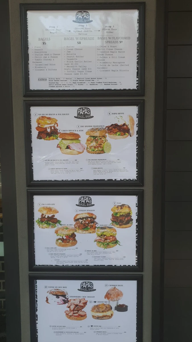 Menu, Papa's Bagels