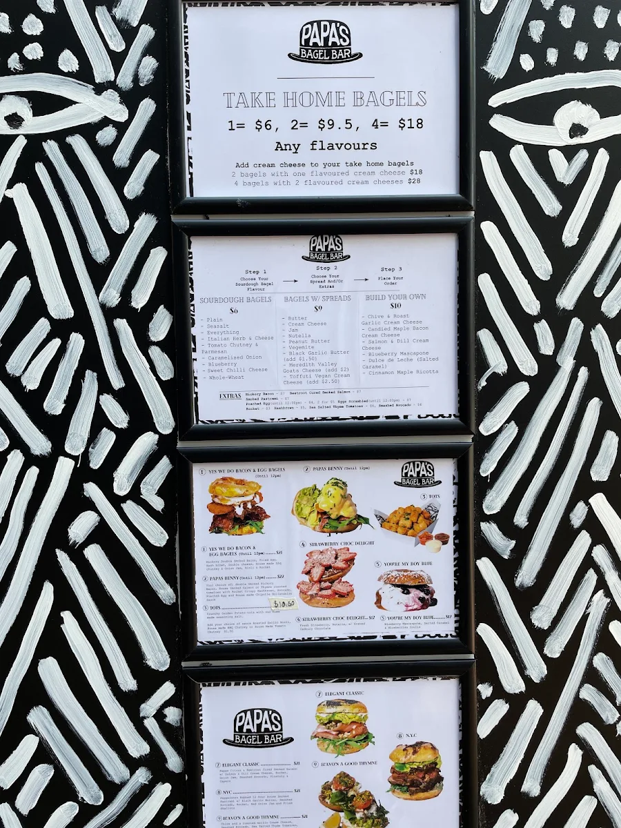 Menu, Papa's Bagels