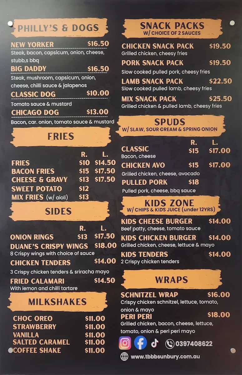 Menu, The Best Burger Bar