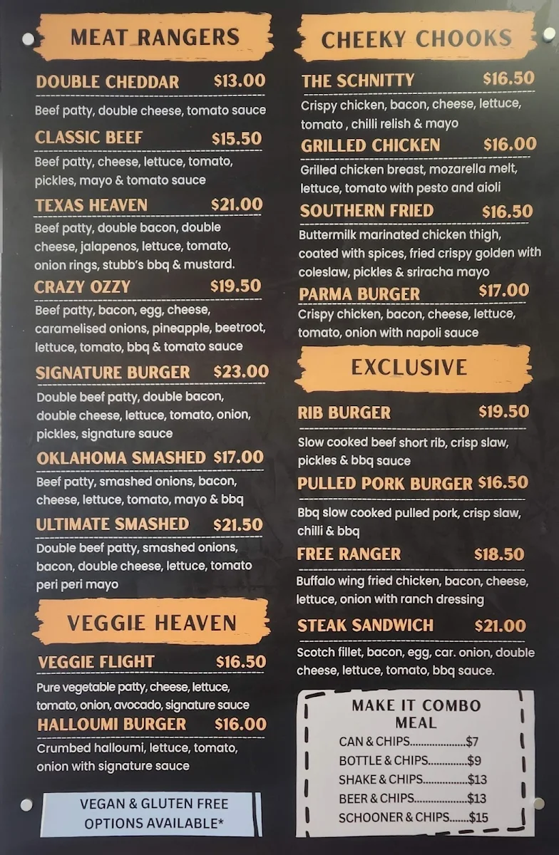 Menu, The Best Burger Bar