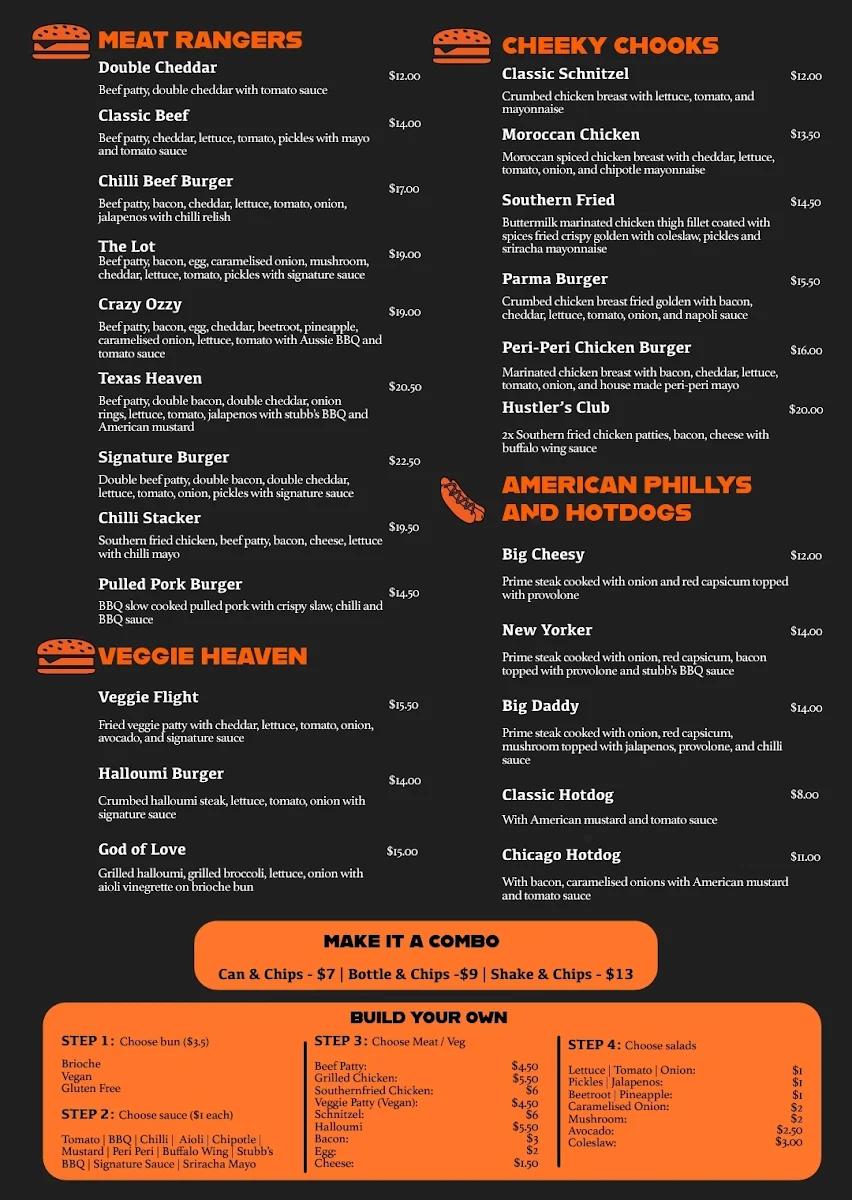 Menu, The Best Burger Bar