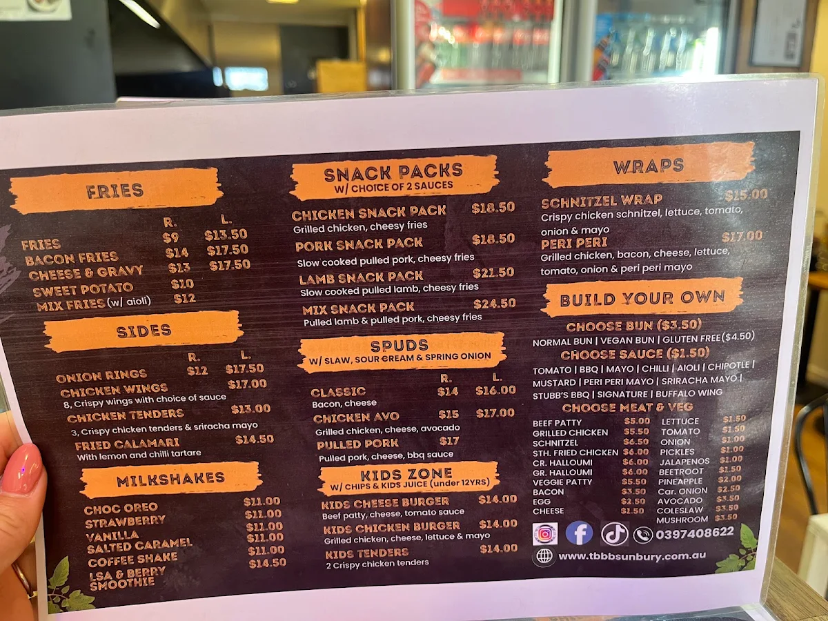 Menu, The Best Burger Bar