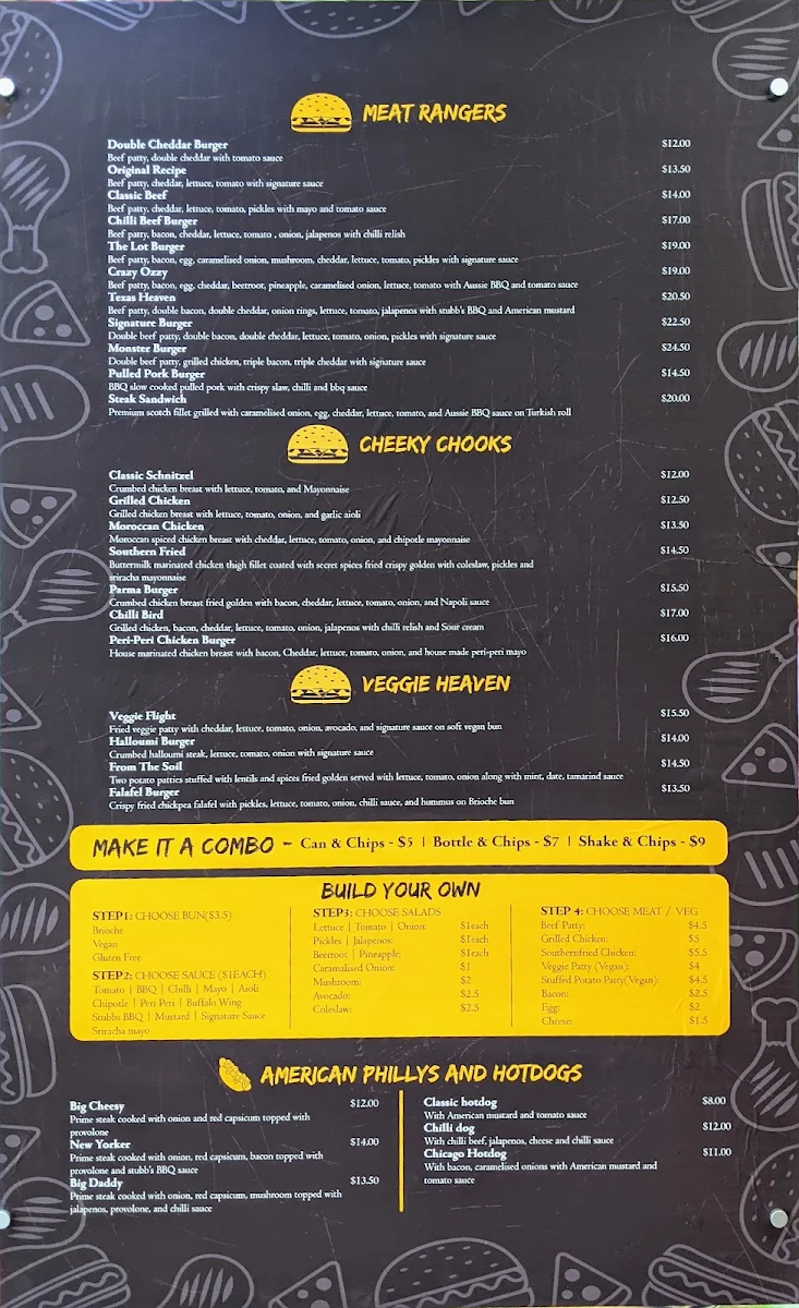 Menu, The Best Burger Bar