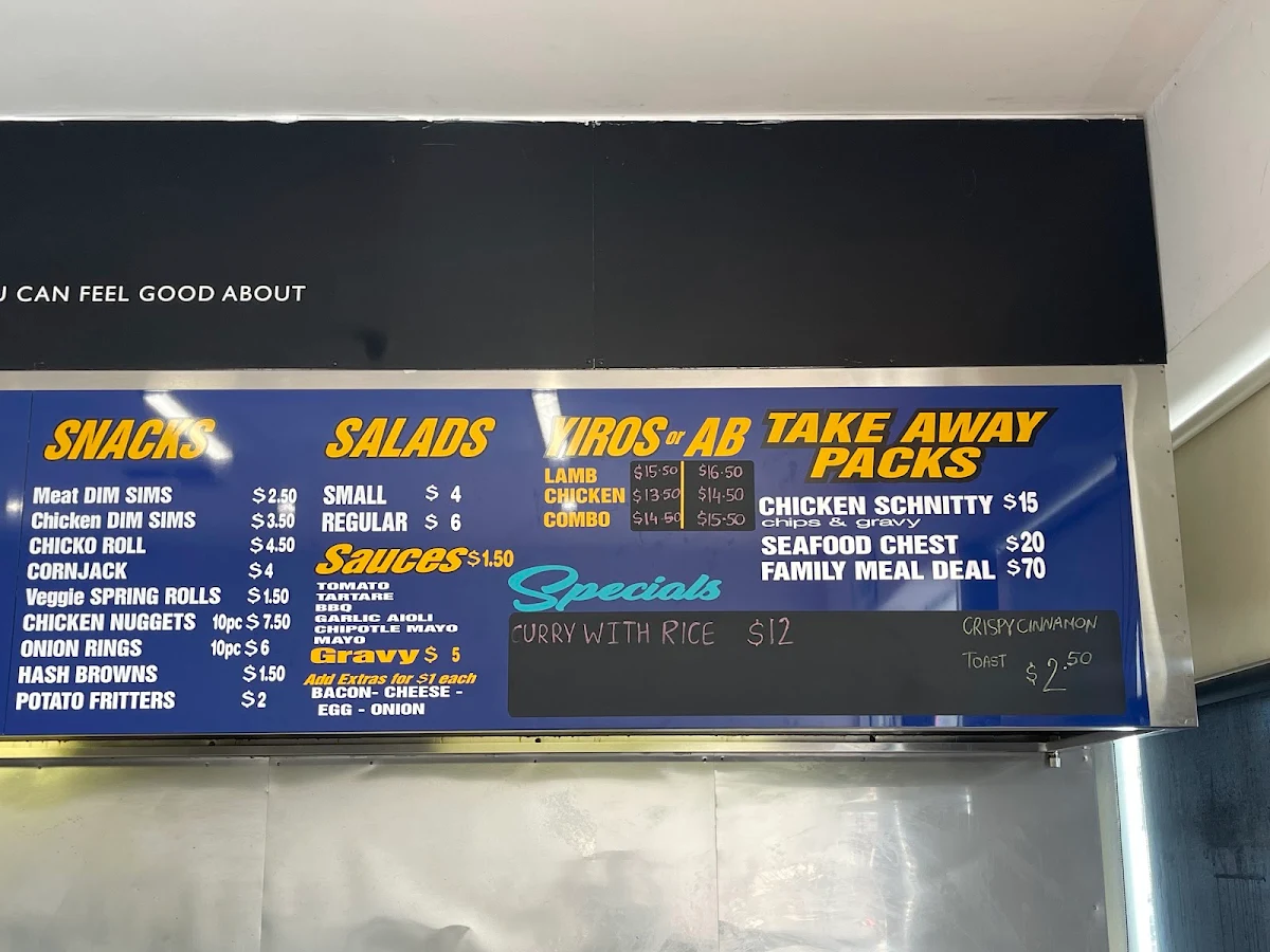 Menu, ROADHOUSE CHICKEN AND SEAFOOD TAKEAWAYS