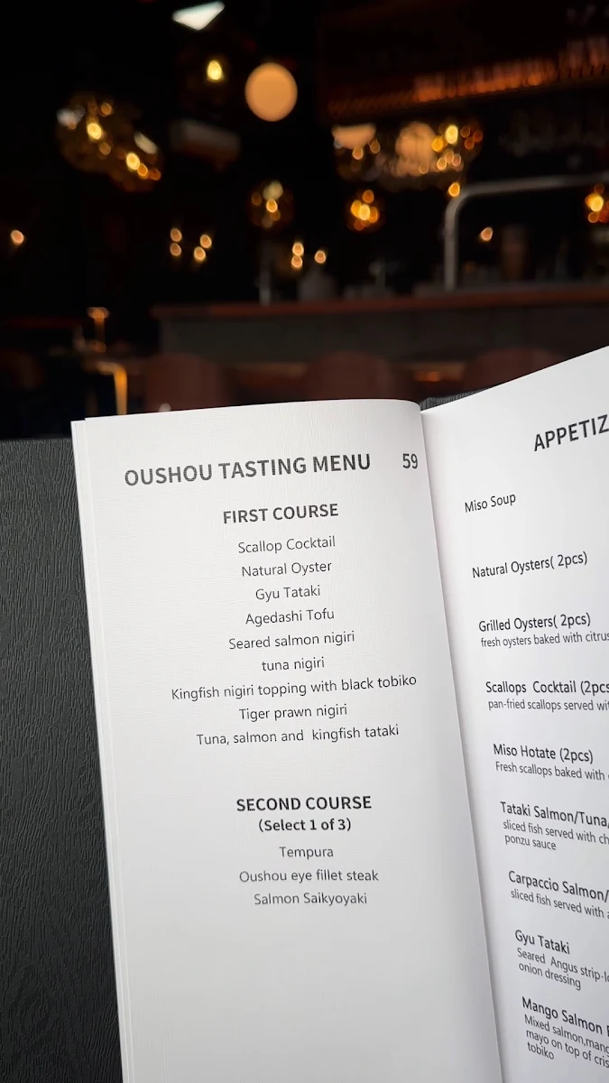 Menu, Oushou Japanese Restaurant Brunswick East Japanese cuisine Sushi Sashimi