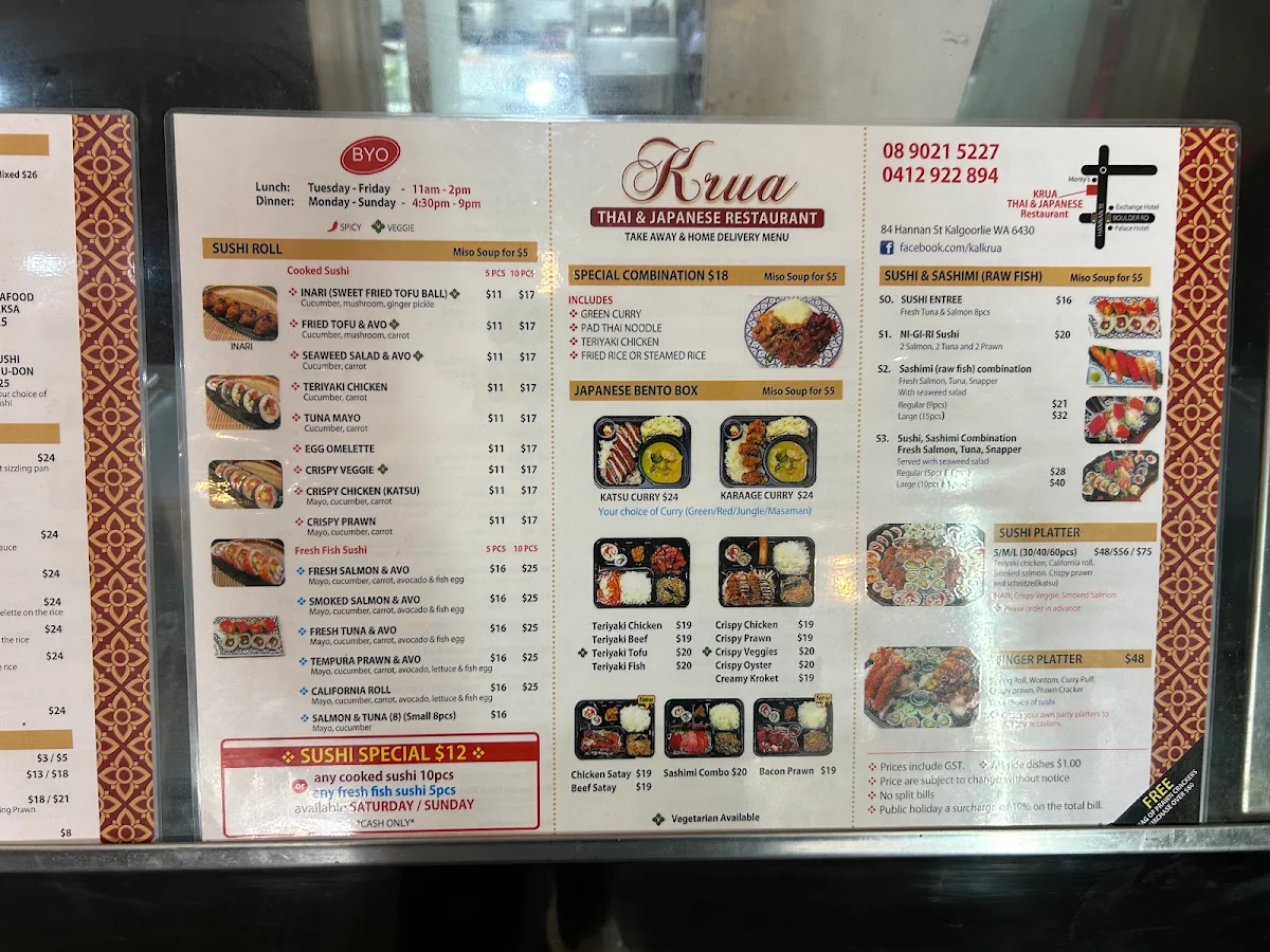 Menu, Krua Thai and Japanese Restaurant