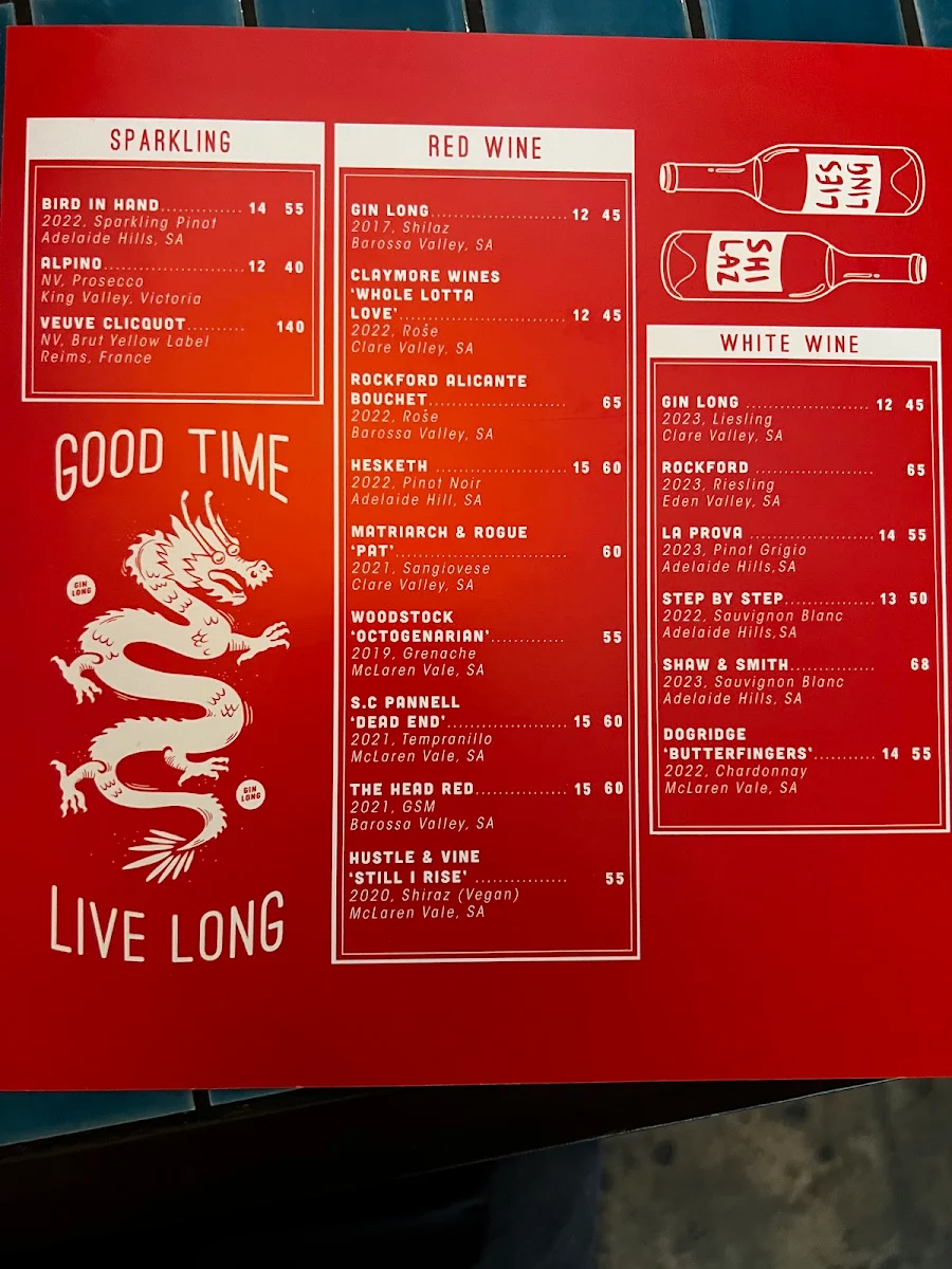 Menu, Gin Long Canteen