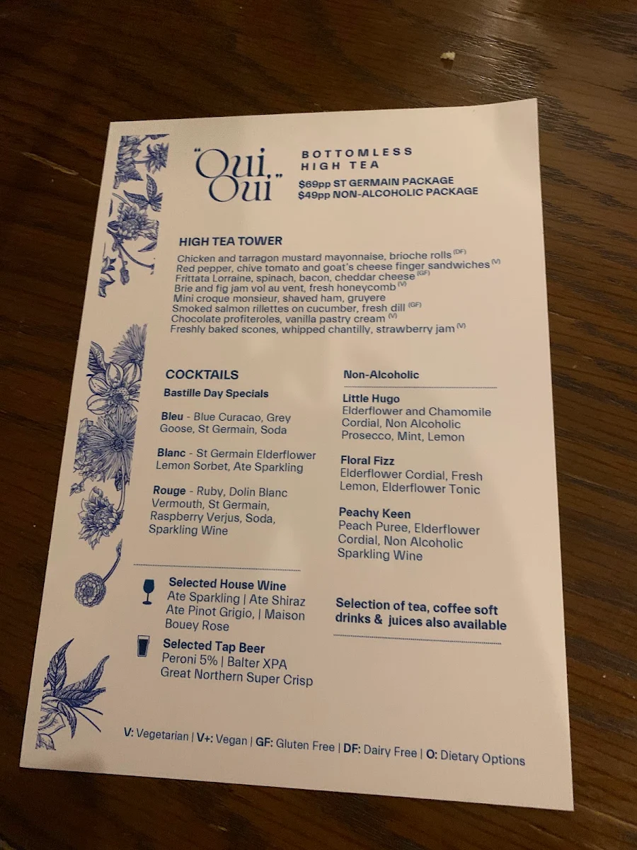 Menu, Bisou Bisou